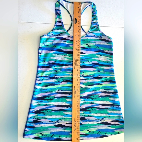 Lululemon Cool Racerback Tank Top Seven Wonders Multi Color Blue/Green Sz 8 - Picture 4 of 9